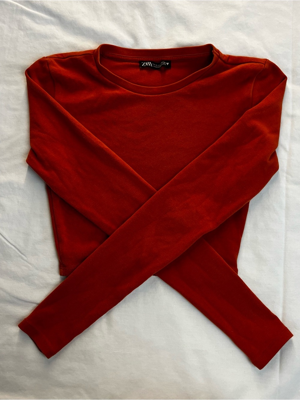 ZARA orange Long Sleeve Crewneck Top